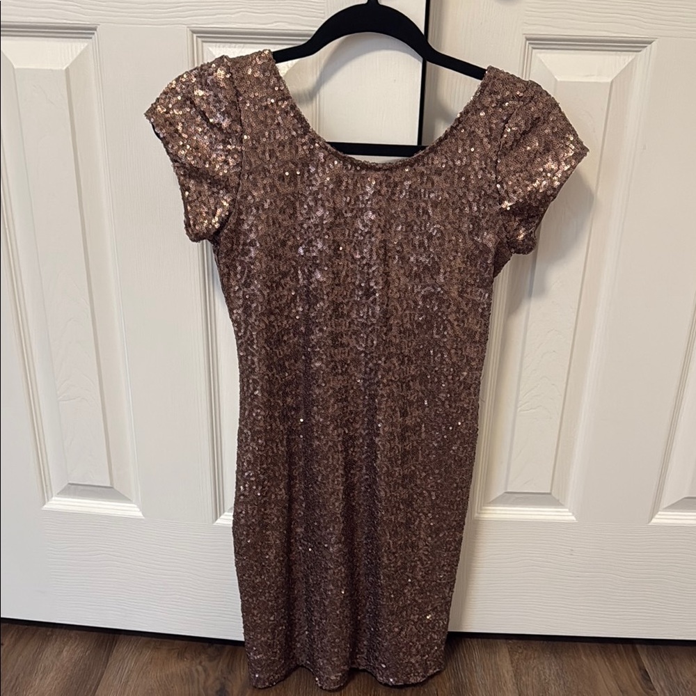 Urban Outfitters Bronze Sequin Backless Bodycon Dress